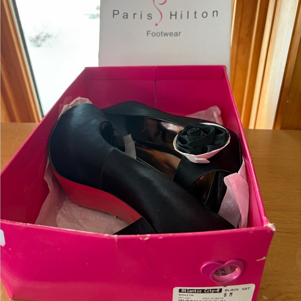 New Paris Hilton Black and Pink Heels